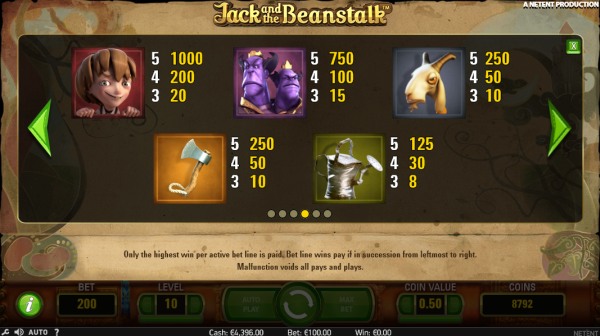 jack and the beanstalk slot features
