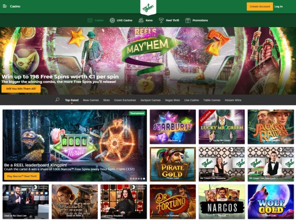 Die Website und das Interface vom Mr Green Casino