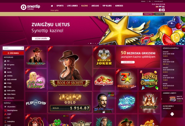 SynotTip kazino timekla vietne un lietotaja saskarne