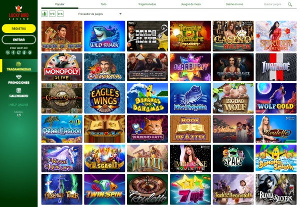 Selección de entretenimiento y los mejores juegos en Lucky Bird Casino