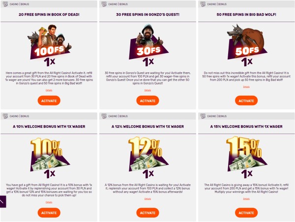 All right casino bonus All right casino bonus