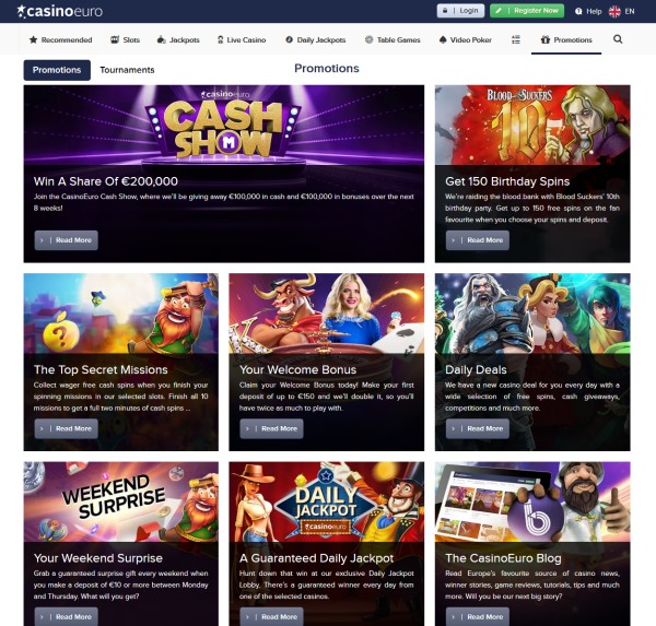Bonussen en promoties bij CasinoEuro