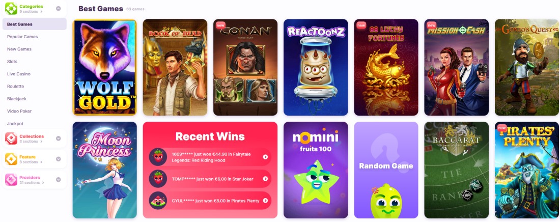 nomini casino games