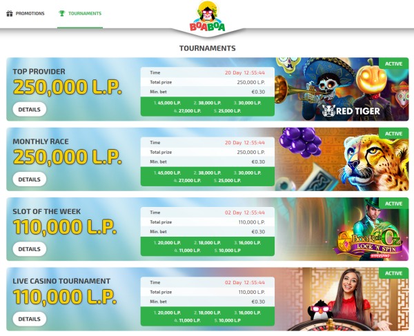 boa boa casino tournaments